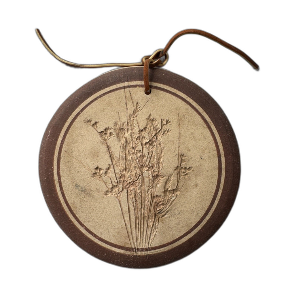 Vintage Handmade Studio Pottery Botanical Plaque
